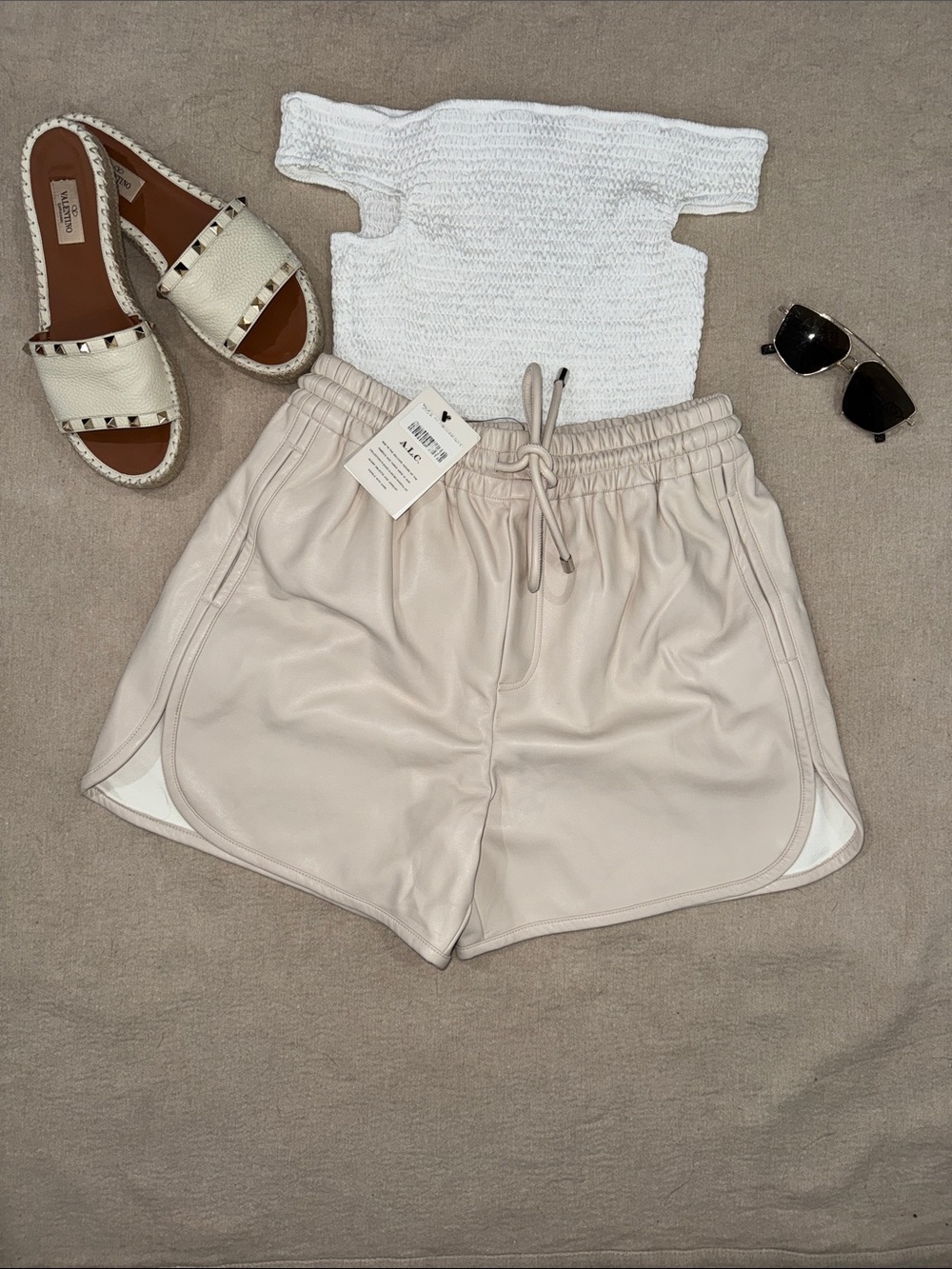 NWT A.L.C. Beige Taupe Athletic Drawstring Shorts